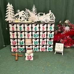 Calendrier de l'avent Camion avec décor de Noël